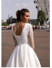 Three Quarter Sleeve White Wedding Dress